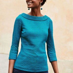 Boden Bessie Jacquard Top - like new! Teal